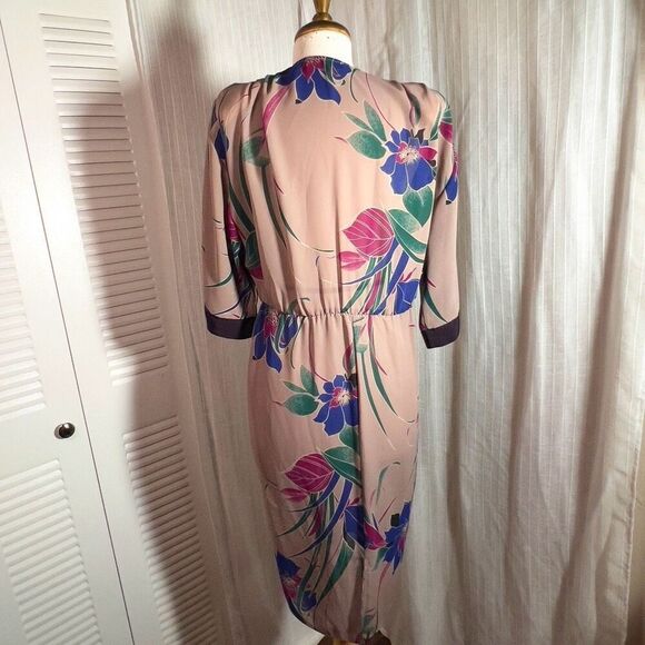 Kono | Women’s | Dresses | M | Vintage Sheer Dark Beige Floral Kimono Style Dres - Picture 4 of 6